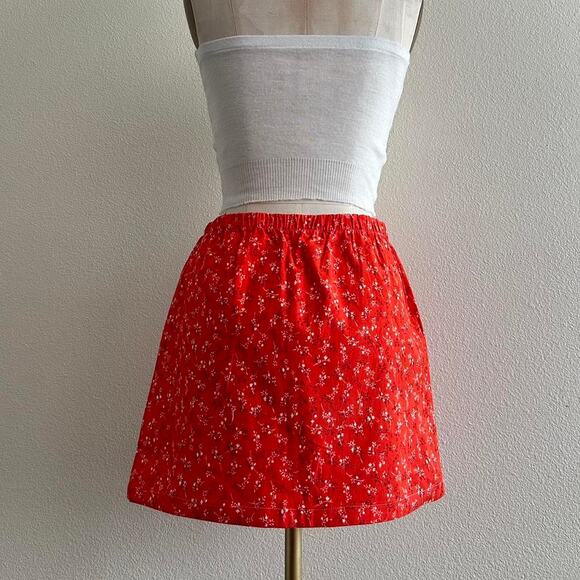 handmade orange white floral mini skirt - Picture 3 of 11